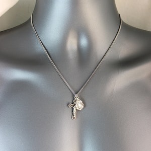 Sterling Silver Crucifix Cross Pendant Miraculous Medal stainless steel chain Necklaces Gold Men Women Unisex  READ DESCRIPTION