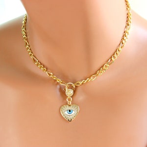 K Gold Filled Evil Eye Choker Necklace Women Thick Chain Etsy