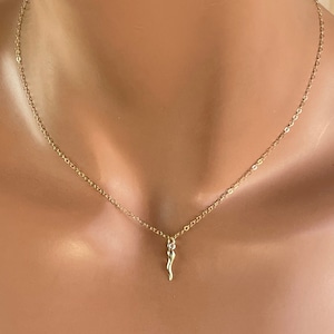 Tiny Gold Italian Horn Necklace Horn Charm sterling silver Small Horn Women Cornetto Cornicello Charm Jewelry 14K Gold Filled Italian Pride