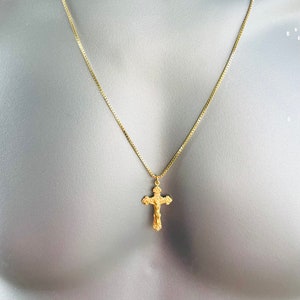 Gold Crucifix Cross Pendant Necklaces For Men box chain cross necklace, crucifix necklace, Catholic Jewelry