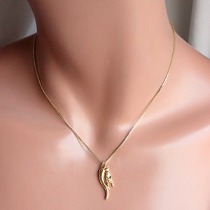 Gold Filled Mano Cornuto Hand Horn Charm Necklace Gold Hand Women Box Chain Italian Pride Protection Double Charm protection luck