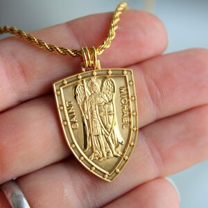 Mens gold st michael pendant Clearance
