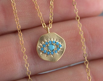 Gold Evil Eye Necklace Dainty Small Turquoise Silver Eye Charm Necklace Women Jewelry Gift