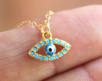 BEST SELLER Blue Evil Eye Necklace Women Gold Girls Turquoise Jewelry Simple Dainty Charm Small Necklaces