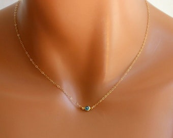 BEST SELLER Tiny Evil Eye Necklace  Sterling Silver Gold Small Blue Eyes Minimalist Kabbalah Jewelry Simple Delicate Dainty Women Girls