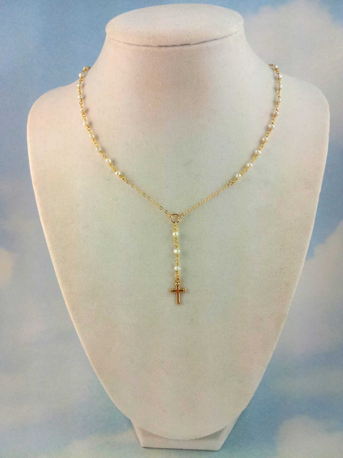 BEST SELLER Little Girls Gold Rosary Necklace Pearl Cross Etsy