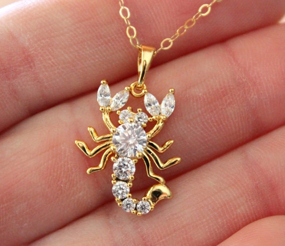 Gold Scorpio Pendant Necklace Women Gold Filled Scorpian Charm Jewelry  Scorpio Birth Sign