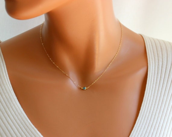 BEST SELLER Tiny Evil Eye Necklace  Sterling Silver Gold Small Blue Eyes Minimalist Kabbalah Jewelry Simple Delicate Dainty Women Girls