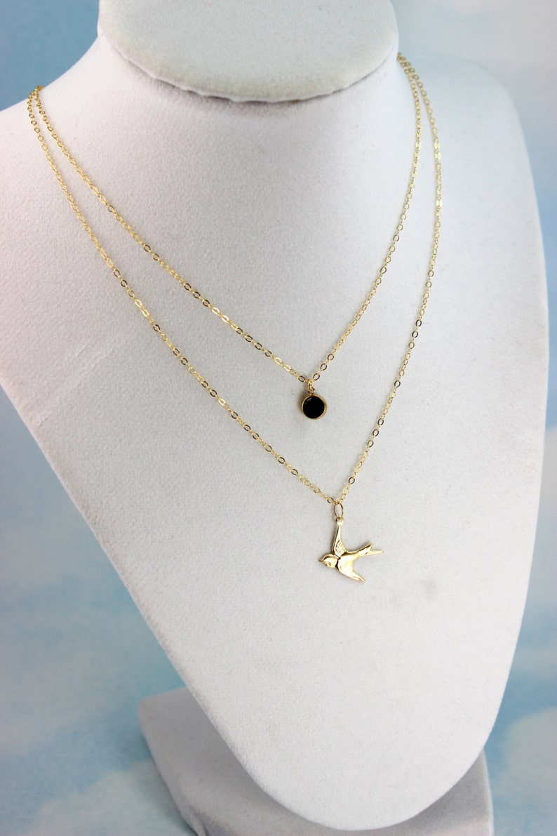 Download Gold Filled Layer Necklace 14kt Goldfilled Sparrow Bird ...