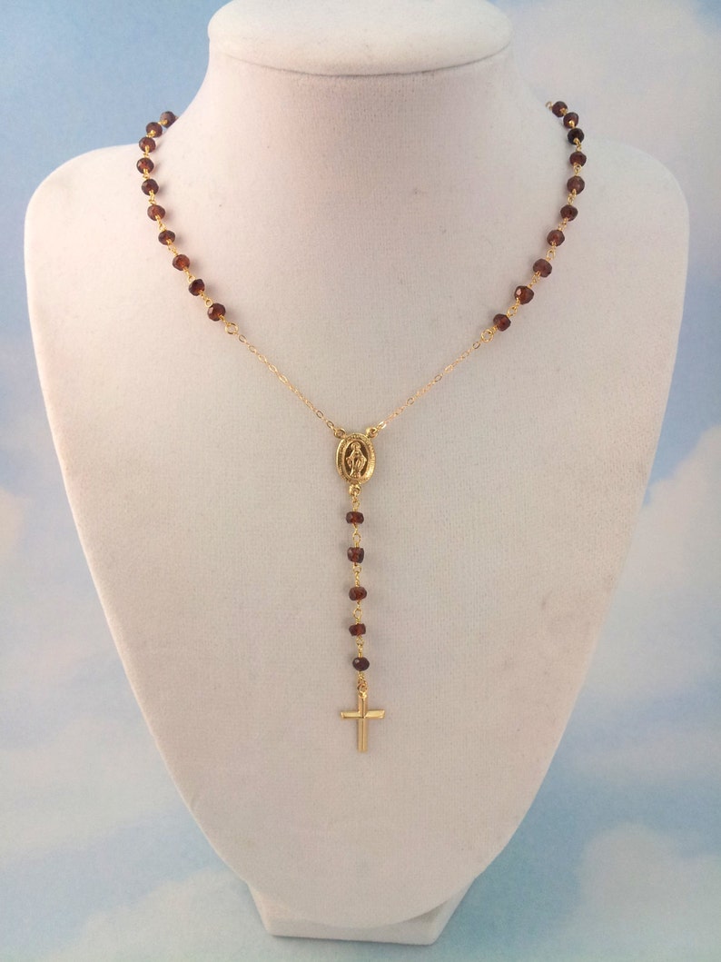 garnet 14kt rosaries