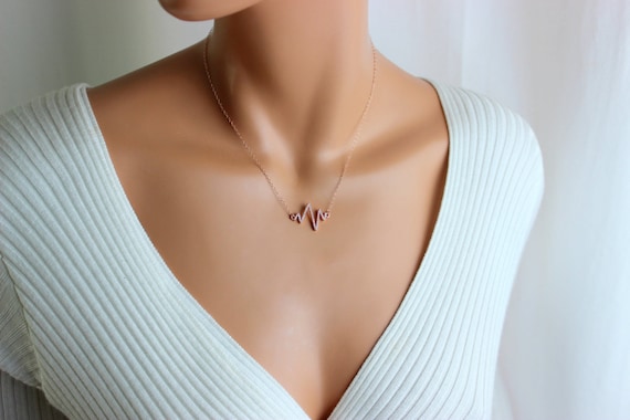BEST SELLER Rose Gold Heart Beat Necklace Women Nurse Necklaces Symbolic Jewelry Unique Love Gift for her