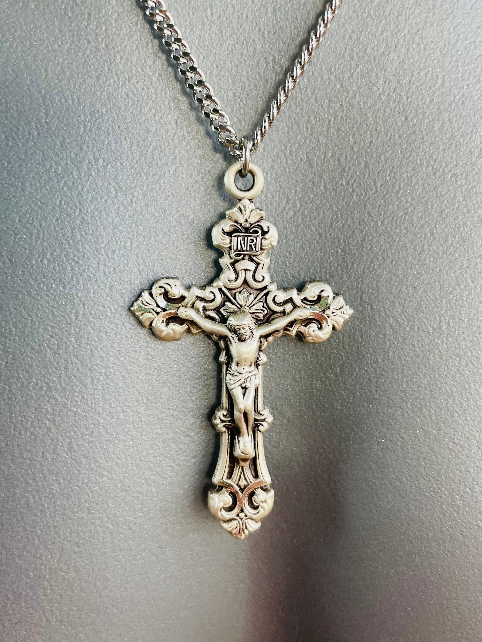Very Large 925 Sterling Silver Crucifix Cross Pendant Necklace for Men ...