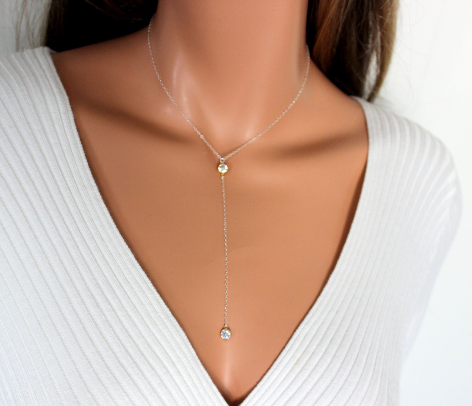 Sterling Silver Rosary Necklaces Long Drop Swarovksi Crystal Etsy