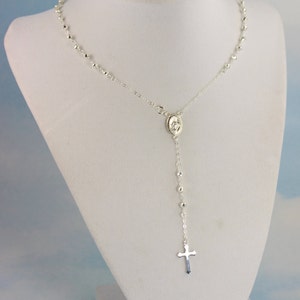 BEST SELLER Sterling Silver Rosary Necklace Pyrite Rosaries Cross Necklaces Women Religious Jewelry Spiritual Houswives Inspired image 2
