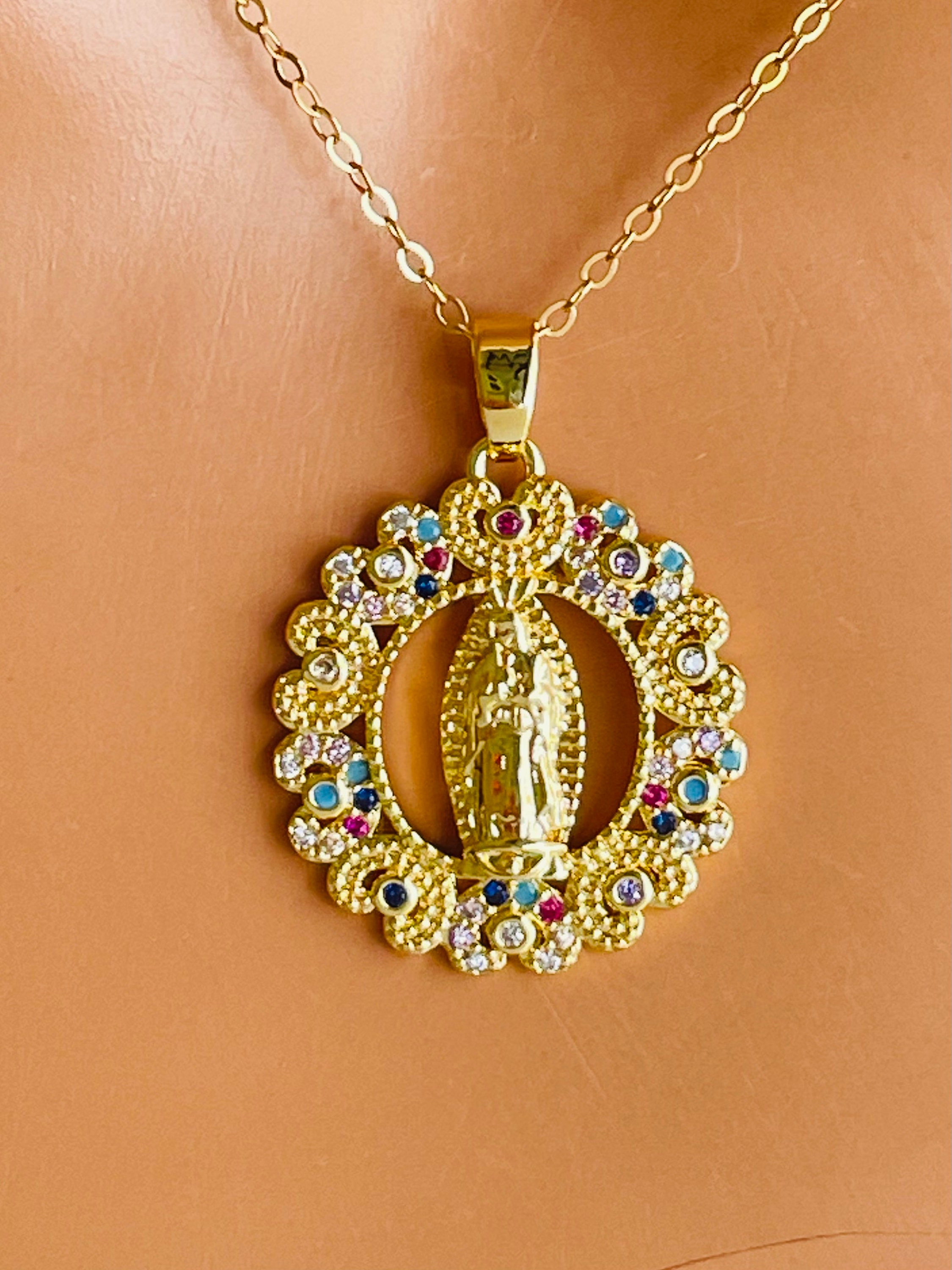 Donipreziosi Collana Madonna di Guadalupe con Pavè in Argento 925