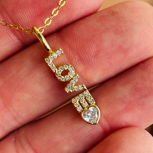 Gold filled love charm necklace 14 karat gold filled charm necklaces CZ heart necklace women girls girlfriend gift for her