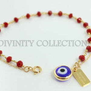 Evil Eye Bracelet Gold Filled Blue Murano Glass Kabbalah Charm Pendant Red Coral Crystal Bracelets Protection High Quality Jewelry Gift