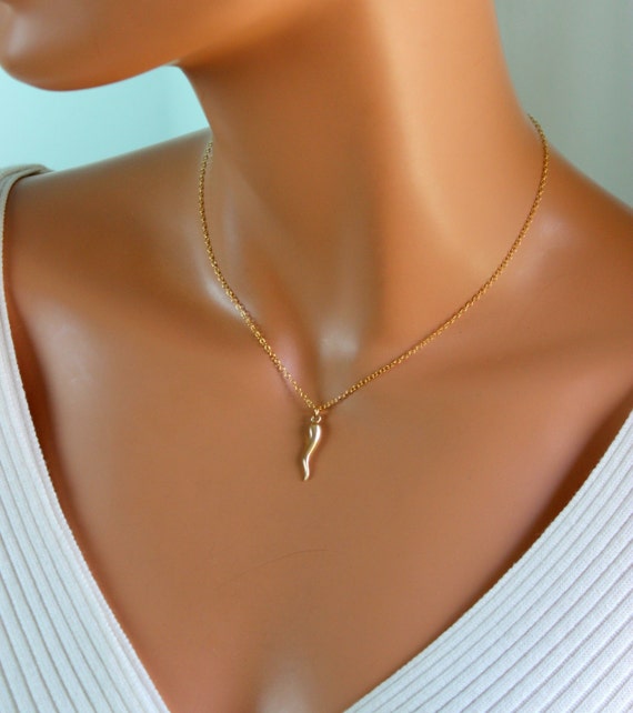 BEST SELLER Italian Horn Pendant Necklace  14KT Gold Filled or Sterling Silver Women Cornetto Cornicello Charm Jewelry Protection Necklaces