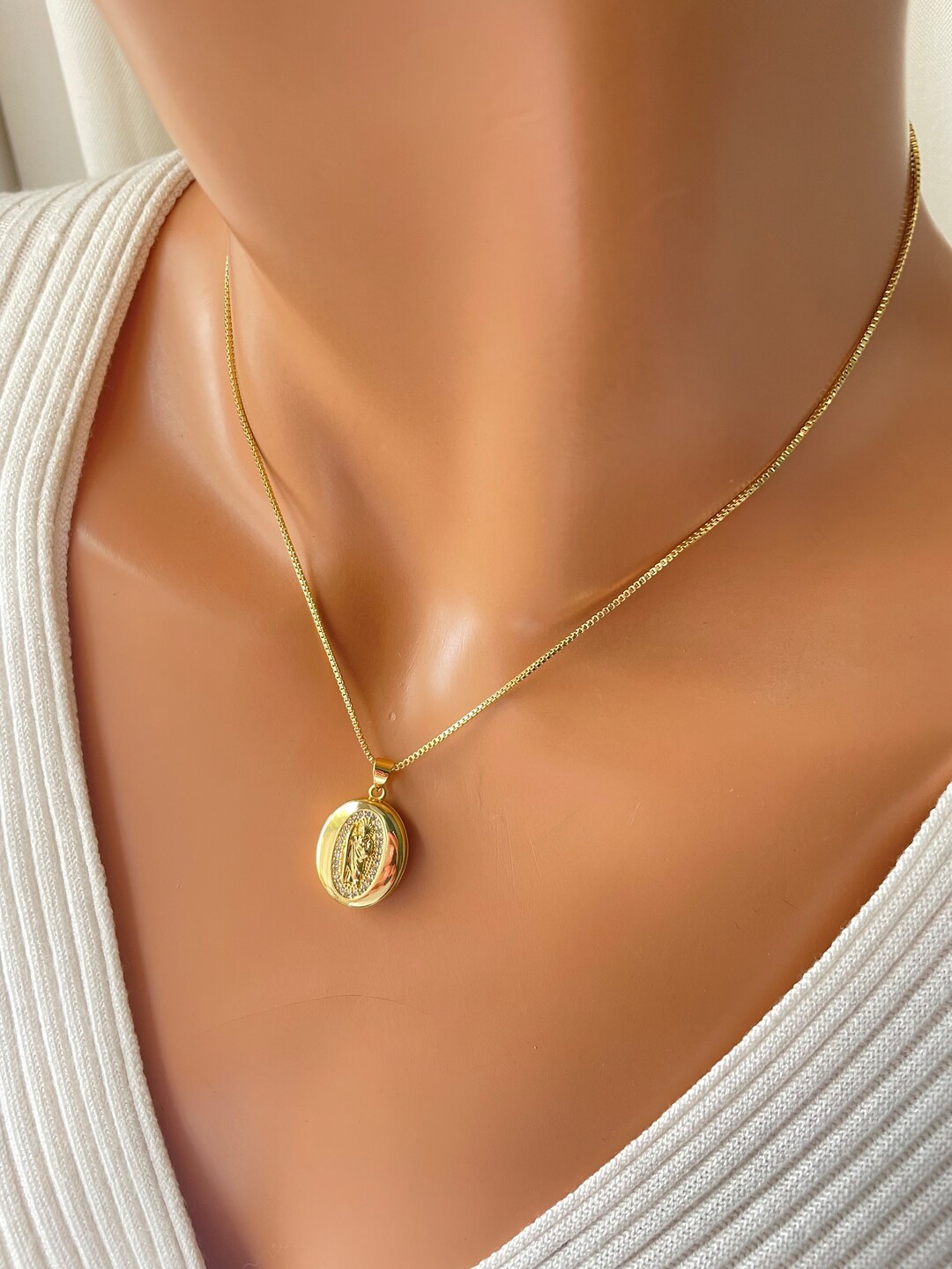 14k Gold Filled Saint Jude Locket Necklace: Religious Catholic Jewelry ...