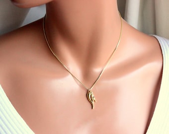 Gold Mano Cornuto Necklace, Italian Horn & Hand Charm Box chain in 16" 18" or 18"-20" adjustable chain.