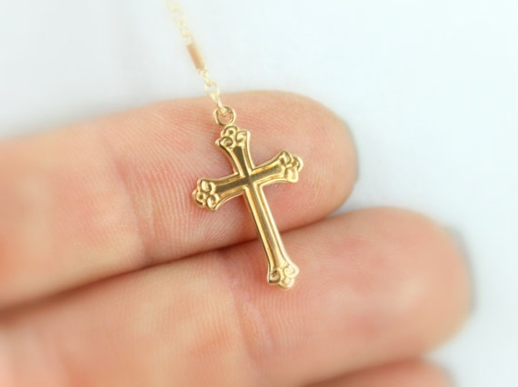 Cross Necklace Women Gold Filled or Sterling Silver Women Confirmation Gift Spiritual Jewelry Catholic Christian Cross Necklaces