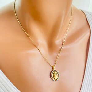 Gold Guadalupe Pendant Necklace for Women, Religious Jewelry Virgin ...