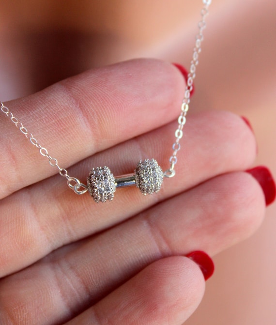 Dumbbell charm necklace deals