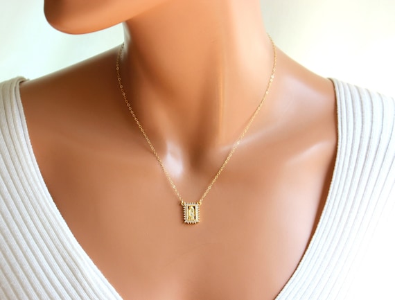 BEST SELLER Our Lady of Guadalupe Charm Necklace Small Dainty Rectangle Gold Guadalupe Pendant Necklace Women Religious Jewelry Gift