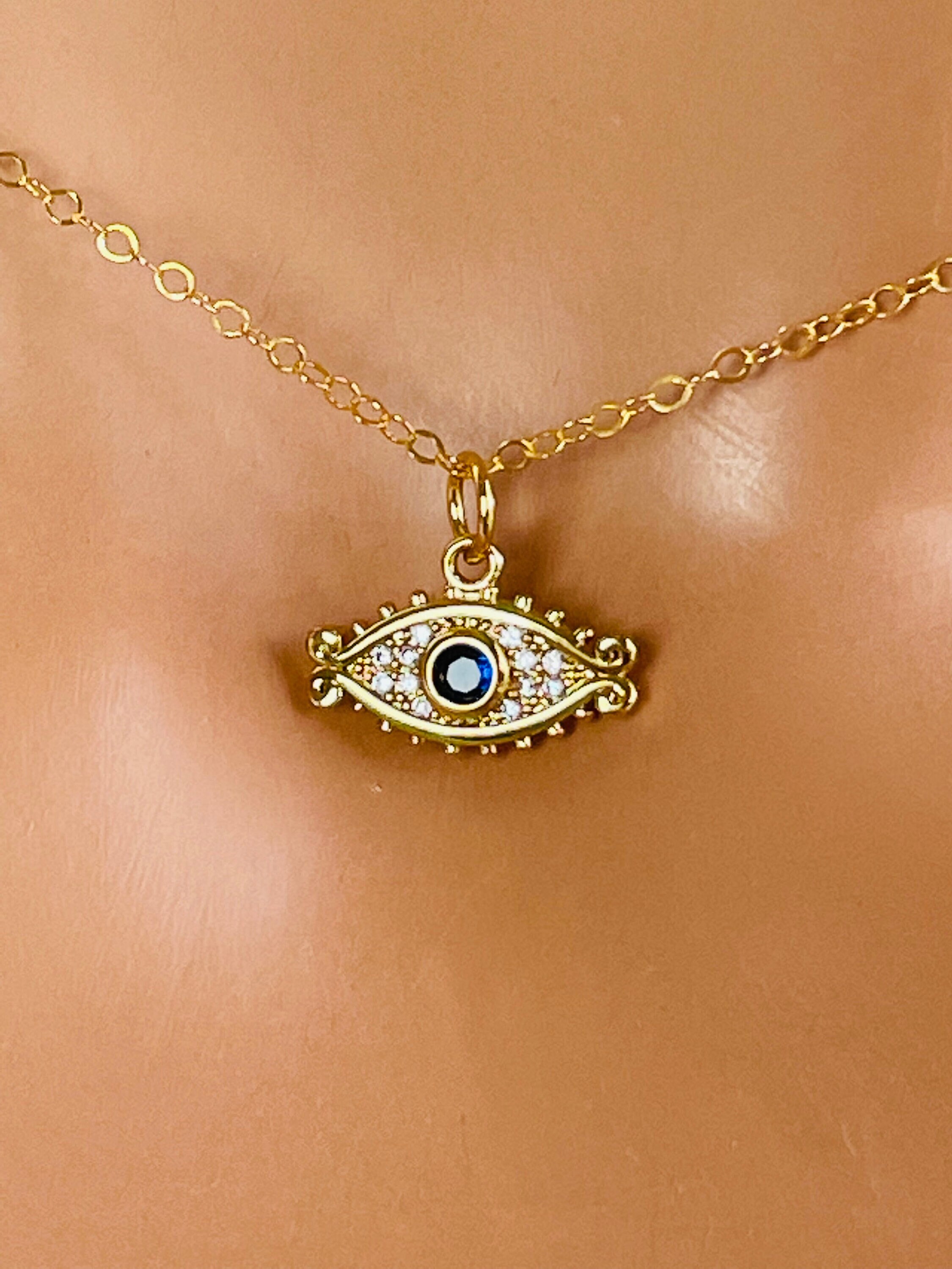 BEST SELLER Gold Evil Eye Necklace Women Blue Evil Eye Charm