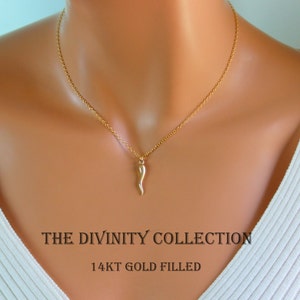 BEST SELLER Italian Horn Pendant Necklace  Gold Filled or Sterling Silver Women Cornetto Cornicello Charm Jewelry Protection Necklaces