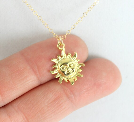 Sterling Silver Sun Charm Necklace Women Young Girls Small Dainty Little Sunshine Jewelry Gift High Quality