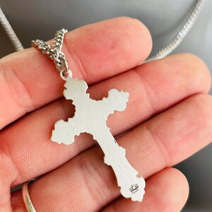 Bliss .925 Sterling Silver Large Cross Pendant For Men – 24” Stainless Steel Curb Chain