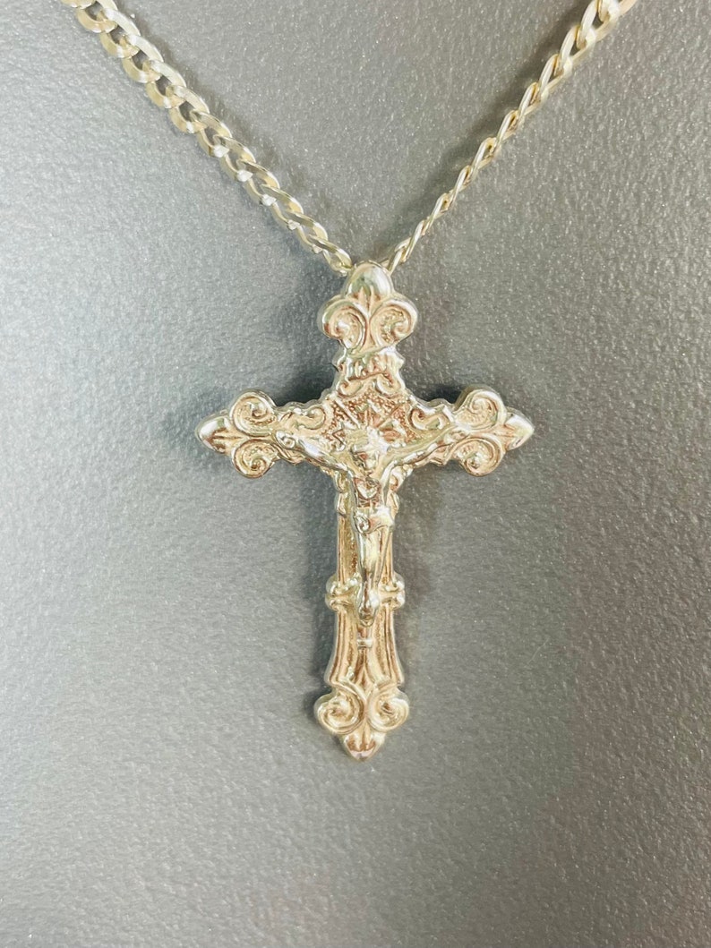 Large 925 Sterling Silver Crucifix Cross Pendant Necklace for Etsy