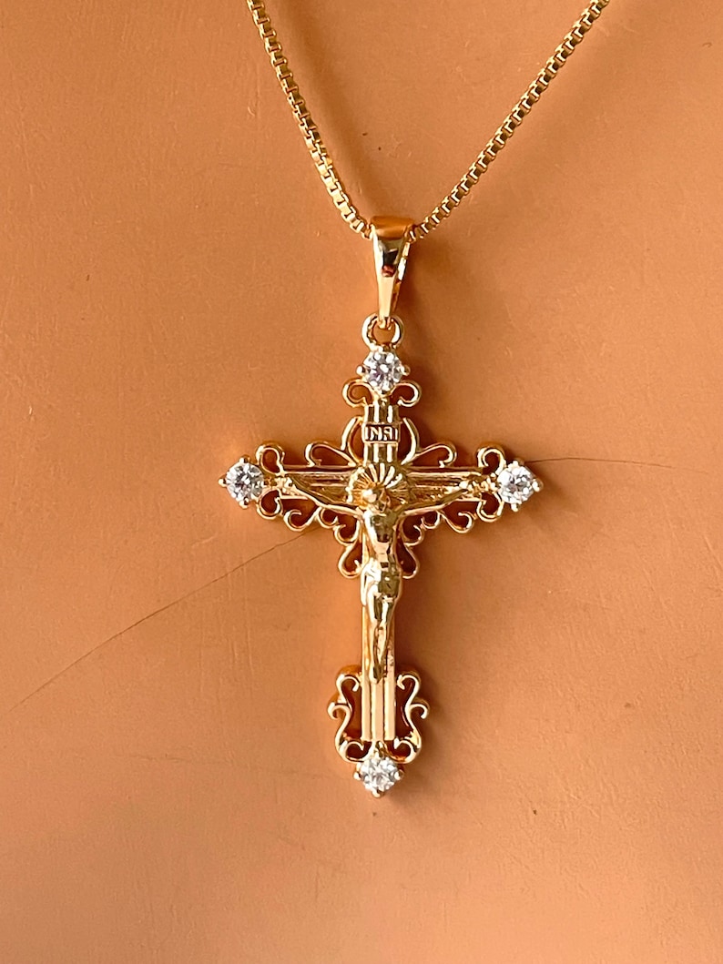 18K Gold Filled Crucifix Cross Necklace: Catholic Religious Jewelry ...