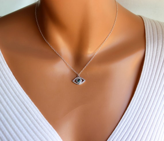 BEST SELLER Silver Evil Eye Necklace Eye Charm Necklaces Women Opal Gold Evil Eye Pendant Jewelry Gift