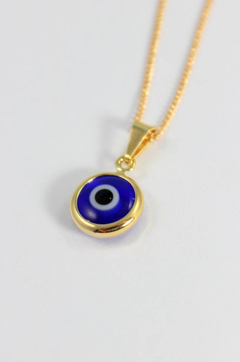 Blue Evil Eye Necklace 14kt Gold Filled Women Protection Etsy