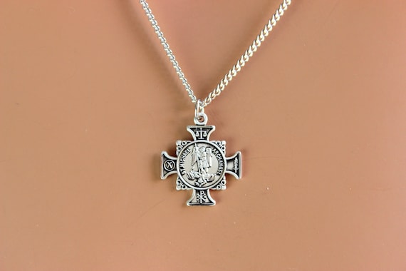 BEST SELLER Saint Michael Maltese Cross Necklace 925 Sterling Silver Protection Mens Women Unisex Superb Quality Jewelry