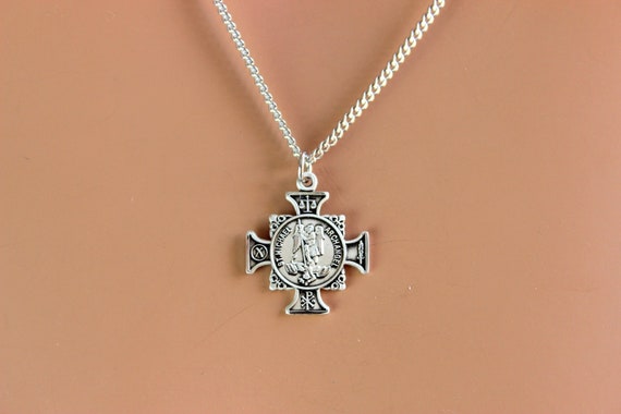 BEST SELLER Saint Michael Maltese Cross Necklace 925 Sterling Silver Protection Mens Women Unisex Superb Quality Jewelry