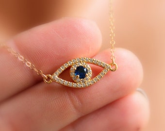 BEST SELLER Gold Evil Eye Necklace Women Jewelry Blue Crystal Evil Eye Charm Silver Rosegold Pendant Necklaces