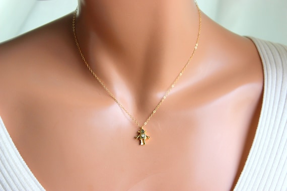 Sweet Gold Robot Heart charm NecklaceWomen Little Girls Heart Necklaces Dainty Jewelry Gift fo her
