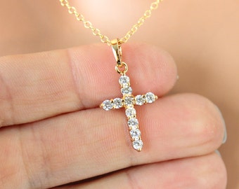 BEST SELLER Gold Cross Necklace Women Gold Crystal Cross Pendant Necklaces Christian Faith Jewelry Gift Mothers Day Cross Necklaces