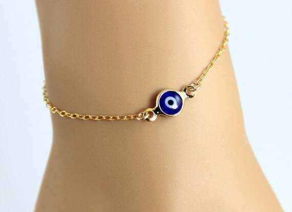 Evil Eye Bracelet  Gold Filled or Sterling Silver Blue Turquoise Eyes Kabbalah Jewelry Simple Delicate Small Dainty Chain Bracelets