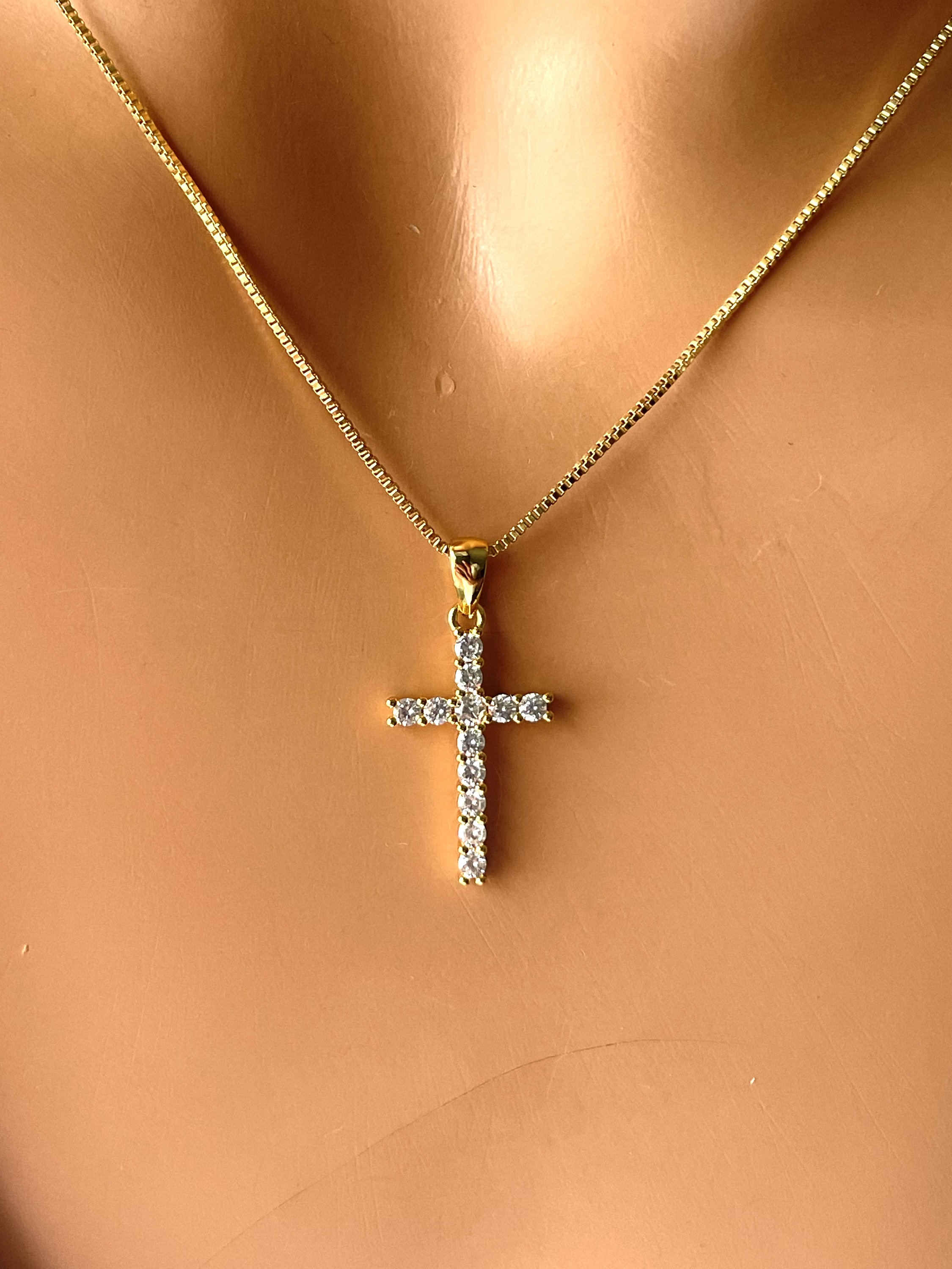 14K ゴールドフィルド クロス チャーム ネックレス 女性 女の子