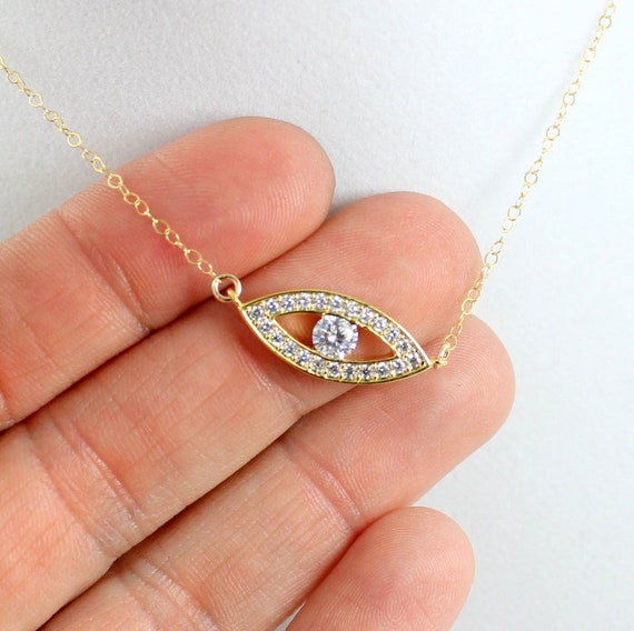 BEST SELLER Gold Evil Eye Necklace Crystal Eye Charm Necklaces Women Jewelrt Gift Silver Evil Eye Pendant Protection Mom