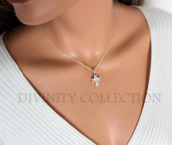 Cross Necklace Women Sterling Silver Gold Filled Simple Crystal Crosses Girls Custom Necklaces Jewelry Gift for her