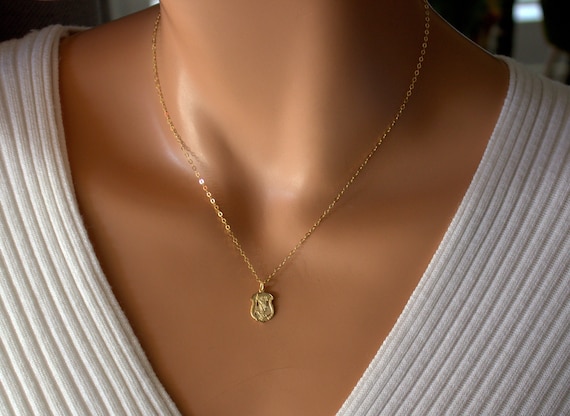 BEST SELLER Dainty Gold Saint Michael Necklace Women Sterling Silver St Michael Small Shield Protection Religious Catholic Jewelry Gift