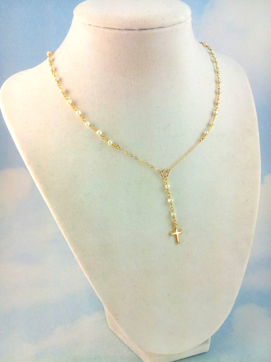 BEST SELLER Little Girls Gold Rosary Necklace Pearl Cross Etsy