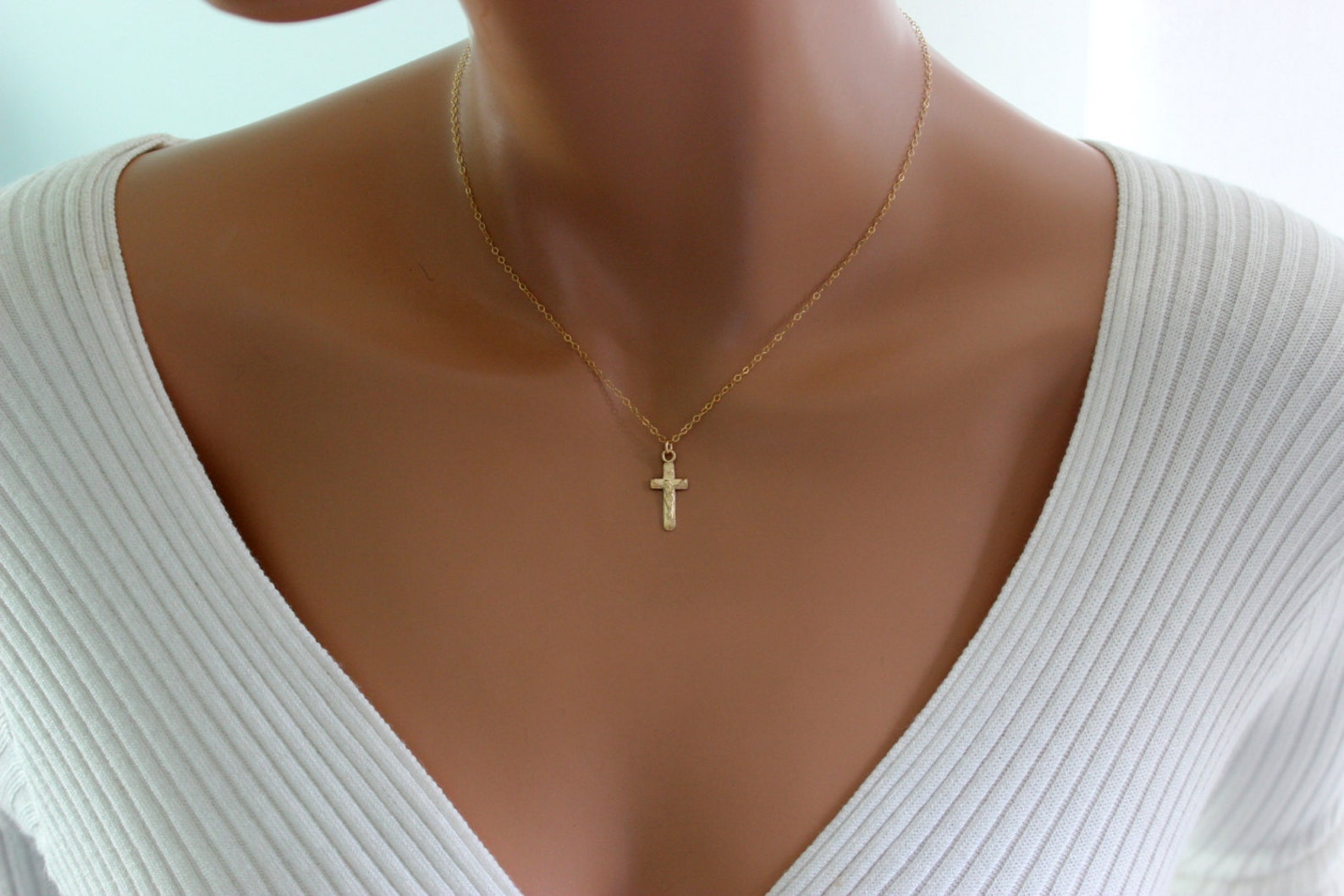 Gold Filled Crucifix Cross Necklace Women Girls Charm Pendant Etsy