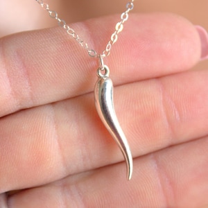 Sterling Silver Italian Horn Pendant Necklace  14KT Gold Filled Women Cornetto Cornicello Charm Jewelry Protection Necklaces