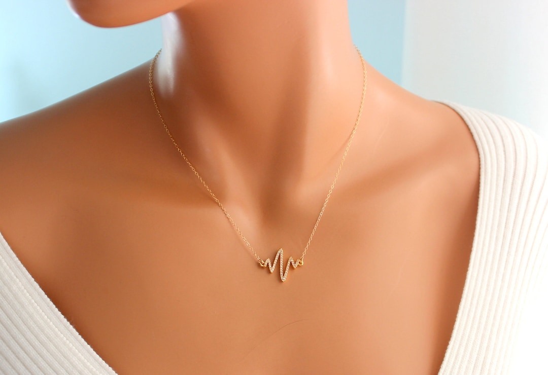 [92.5 Silver] Dot Line Heart Necklace